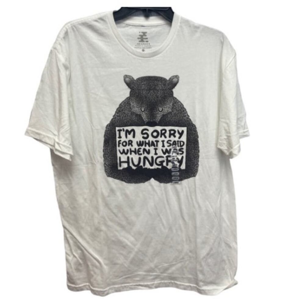 New Threadless Mens Large Sorry For What I Said When I Was Hungry Bear Tee